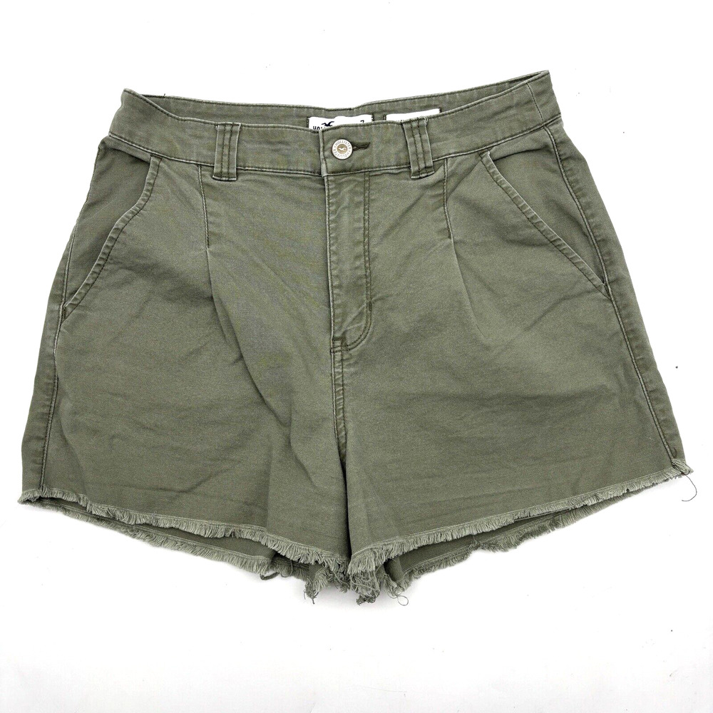 Hollister Olive Green High-Rise Frayed Hem Women's Shorts